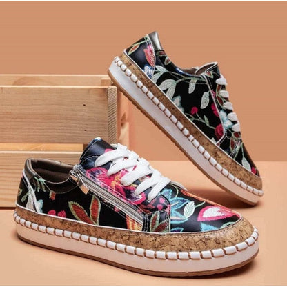 Ortho Pied-Sneakers Women-Baskets à imprimé floral avec laçage pour femmes