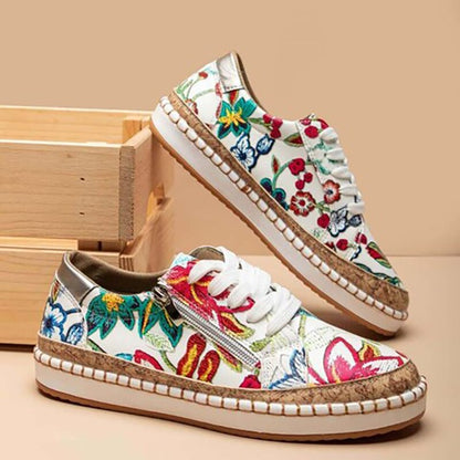 Ortho Pied-Sneakers Women-Baskets à imprimé floral avec laçage pour femmes