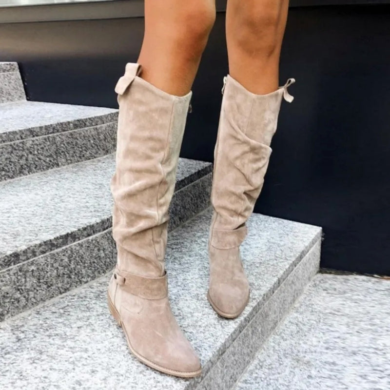 Maya - Bottes beiges tendance pour femme au confort optimal