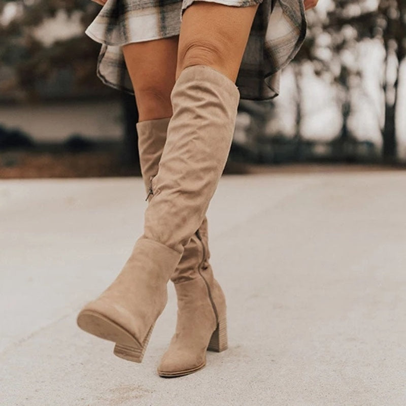 Ortho Pied-Women Boots-Angélique - Bottes hautes élégantes pour femme en suède chic