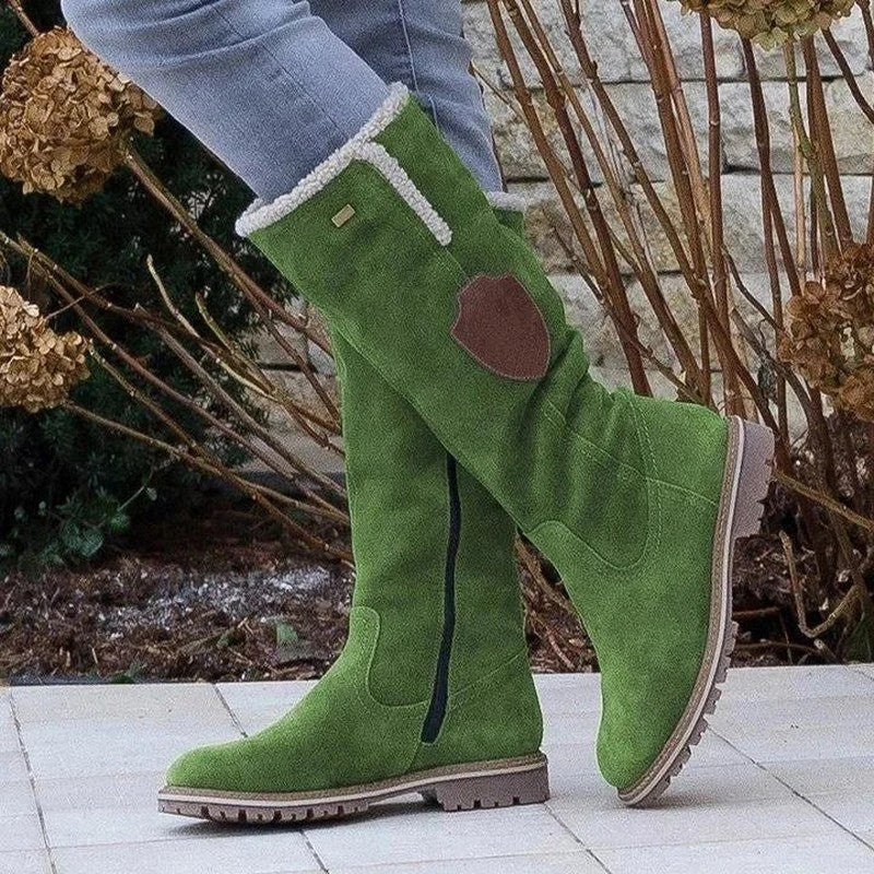 Ortho Pied-Women Boots-Bottes de neige plates au genou avec fermeture à glissière élégantes pour femmes