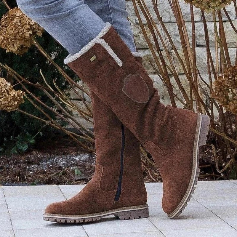 Ortho Pied-Women Boots-Bottes de neige plates au genou avec fermeture à glissière élégantes pour femmes