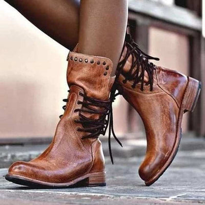 Ortho Pied-Women Boots-Bottes élégantes en cuir pour femmes avec design tendance