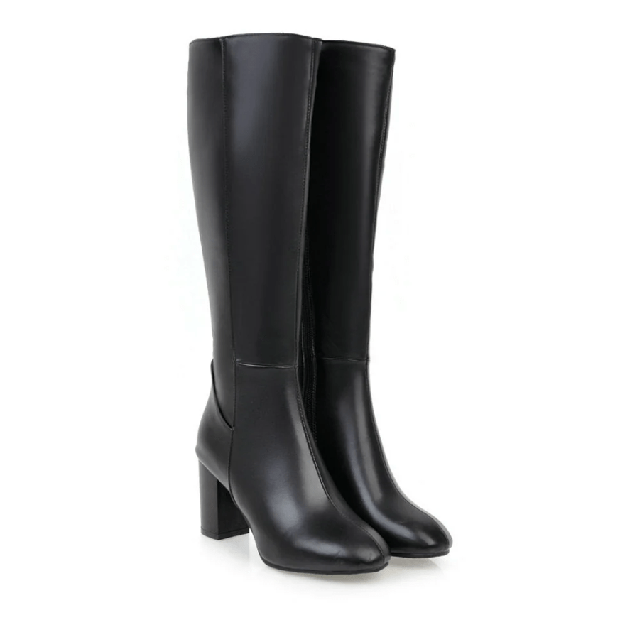 Ortho Pied-Women Boots-Bottes élégantes noires pour femmes avec zip latéral