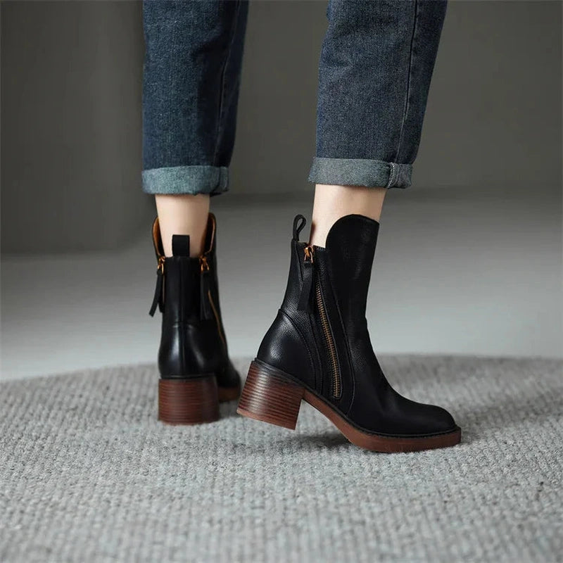 Ortho Pied-Women Boots-Bottes en cuir élégantes et confortables pour femmes, à porter tous les jours